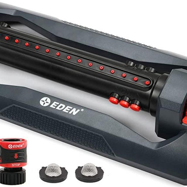 Eden Turbo Oscillating Sprinkler for Large Yard and Lawn W/Quick Connector Starter Set 96212 Covers up to 4,499 sq. ft.