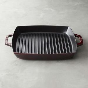 Staub Cast-Iron Double-Handled Grill Pan, Grenadine, 13"