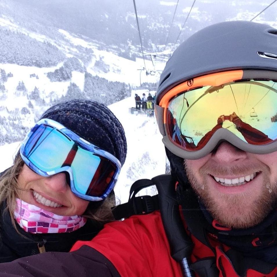 Skiing Alyeska in Girdwood. Photos looks way more sunny and bright than it actually was. We were probably headed to the bar to warm up after this run.