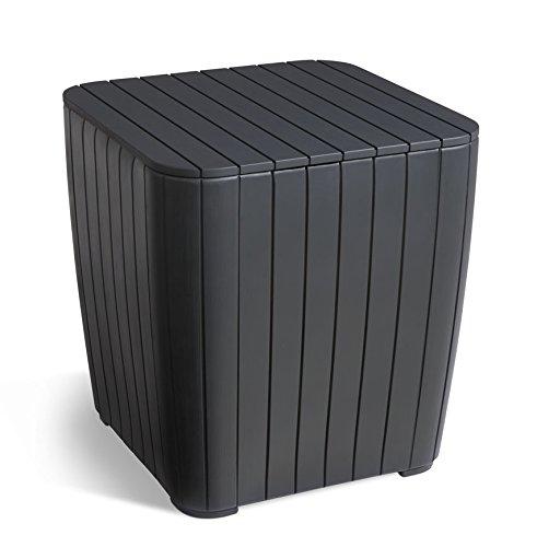 Keter Resin Luzon Outdoor Table with Extra Hidden Storage for Cushions and Patio Decor, Matte Graphite