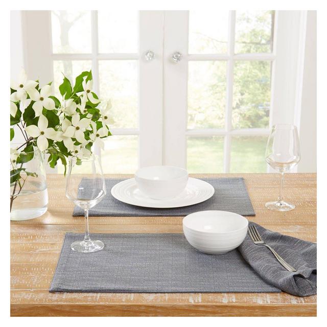 13" X 17.5" Fabric Placemat 4pc Set Gray Flannel - Town & Country Living