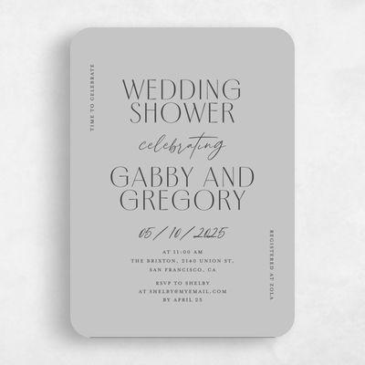 Grey Rounded Wedding Wedding Shower Invitation - Brooklyn Portrait