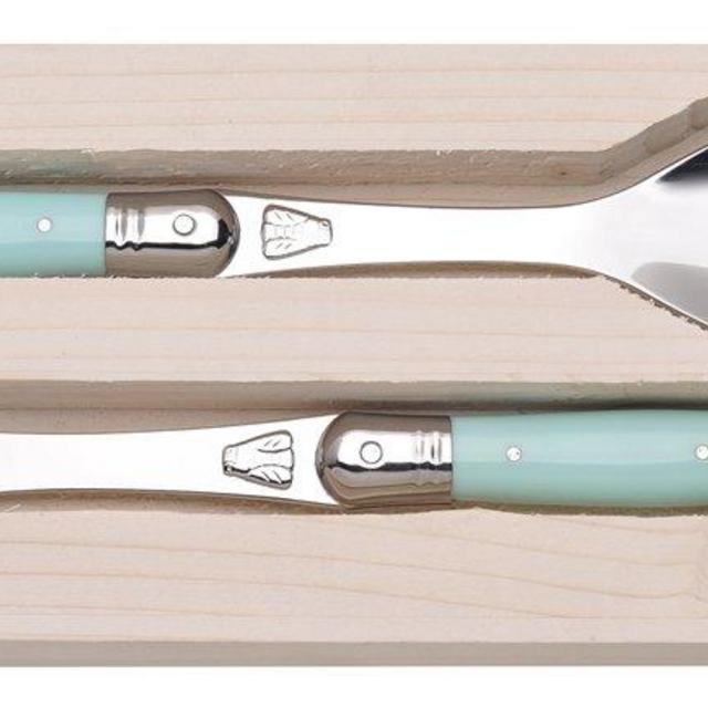 Jean Dubost Salad Servers With Handles - Turquoise