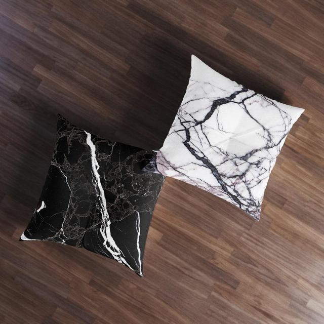 2 in 1 Floor Cushion - Black & White Marble