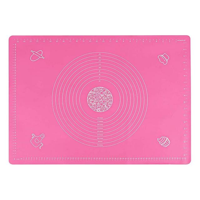 Macaron Non-slip Silicone Baking Mat,Non-stick Pastry Mat With Measurements,Dough Rolling Silicone Mats For Baking (20"x28", Pink)