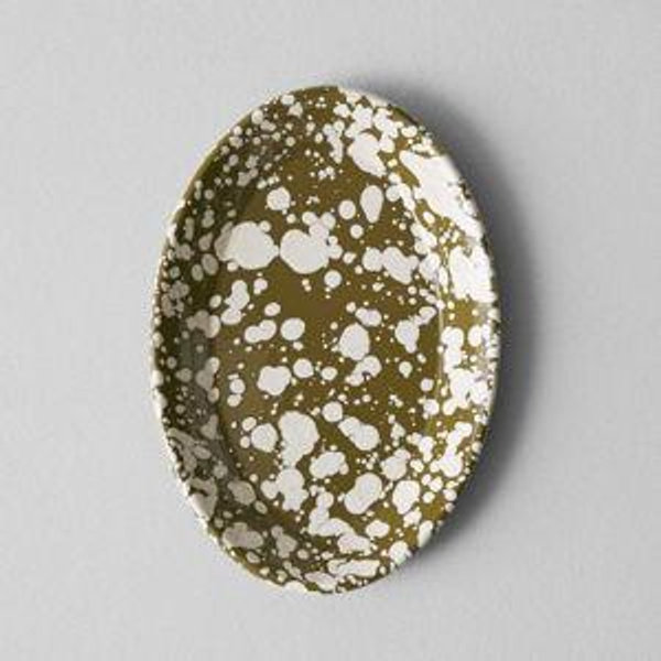 Splatter Enamel Platter | Olive/Ecru