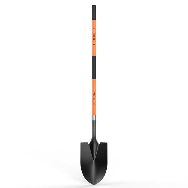 HIGHLIGHT Spade, Heavy Duty Gardening Shovel, Garden Shovel 56 inch for Digging, Round Shovel with D-Handle, for Garden,Beach, Snow, Fiberglass Handel, Orange