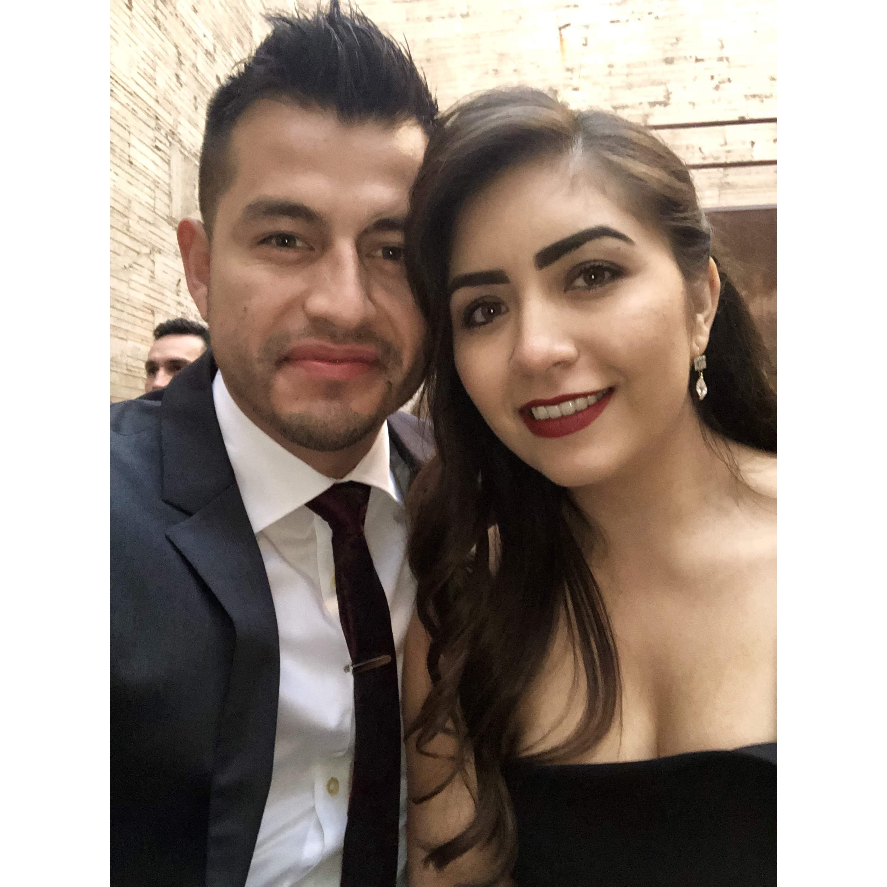 Sneaking a selfie just before the bride made her way down the aisle.