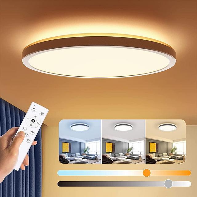 Dimmable LED Flush Mount Ceiling Light Fixture with Remote Control, BLNAN 12Inch 24W Round Close to Ceiling Lights, 3000K-6500K Light Color Changeable, Slim Modern Ceiling Lamp for Bedroom Kitchen