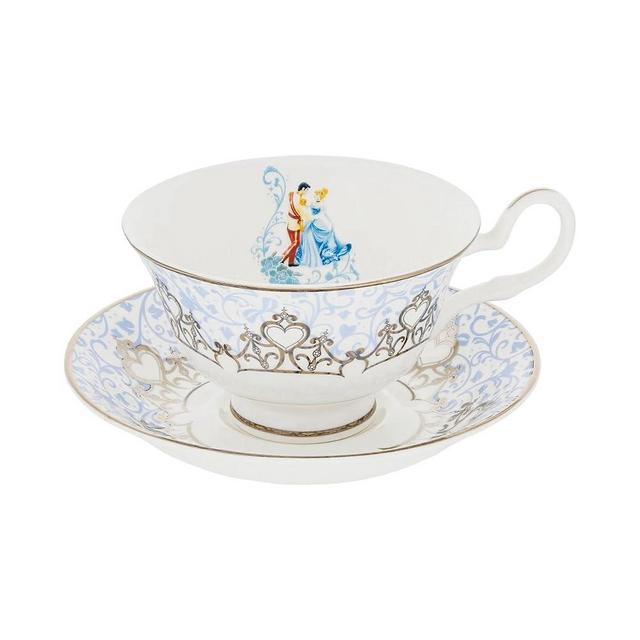 The English Ladies Co Disney Cinderella Wedding Cup and Saucer, Fine Bone China, 15 × 15 × 7.5 cm, Multicolor