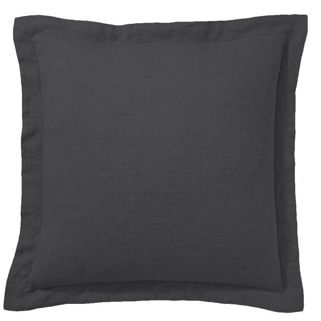 Belgian Flax Linen Euro Shams, Ebony, Set of 3