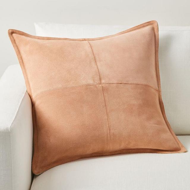 Pieced Suede Pillow Cover, 20", Clay