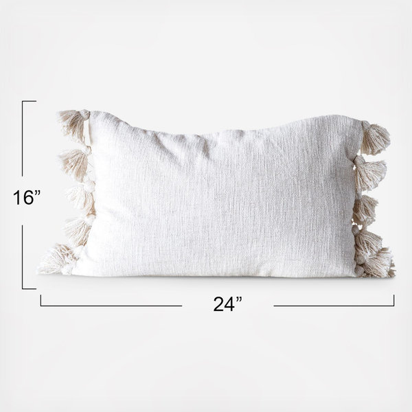 Storied Home Woven Cotton Slub Lumbar Pillow - Thumbnail 2