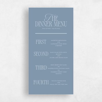 Storm Blue Wedding Menu - Orable Classic