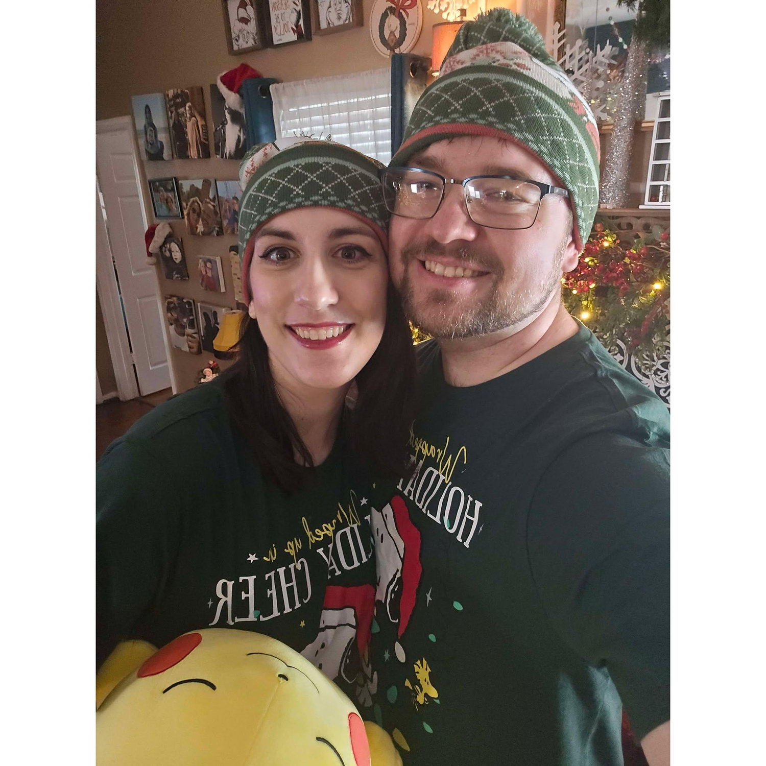 Our first Christmas! Matching outfits courtesy of Matt's wonderful mom Sheala.