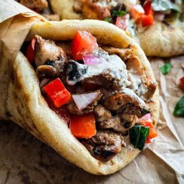 Street food lunch (gyros & fries)