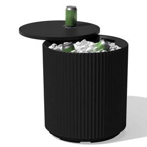 Veradek Outdoor Cooler Side Table - 2 in 1, Black, 21 inch