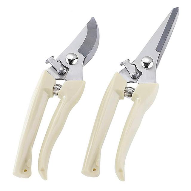 BUGUI Garden Pruning Shears Set - 2 Pack, 1 Bypass Pruner+1 Straight Blade Scissors, Sharp Garden Shears for Cutting Flowers, Trimming Plants, Bonsai, Fruits Picking