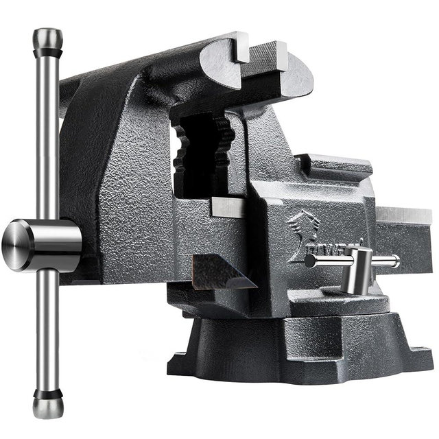 Forward CR80A 8 Inch Bench Vise Heavy Duty Vice with Anvil and 190 Degrees Swivel Base (8")