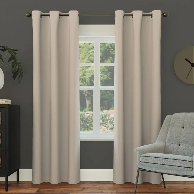 40"x63" Sun Zero Blackout Kenneth Energy Saving Grommet Curtain Panel Stone
