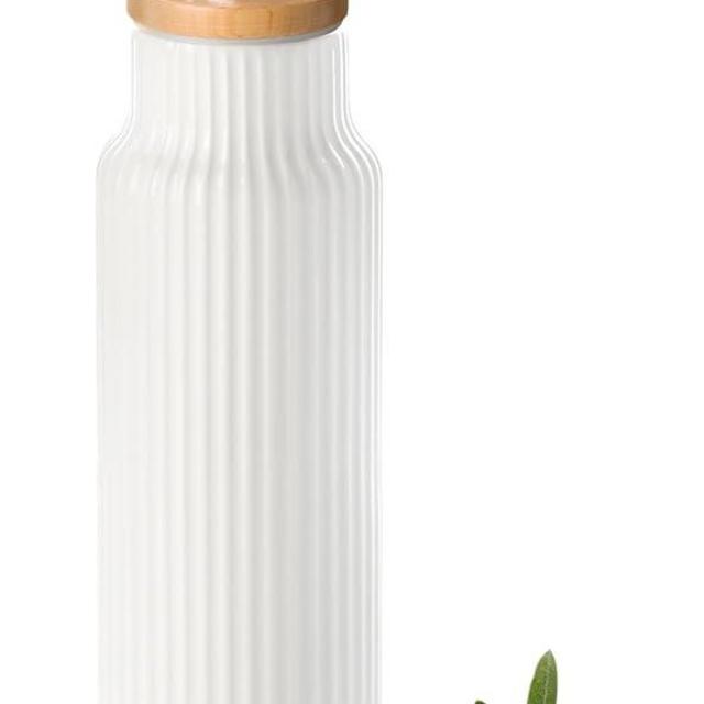 Nucookery Ceramic Olive Oil Dispenser Bottle for Kitchen, 14 oz Opaque Oil and Vinegar Dispenser Bottle, Large Capacity Cooking Oil Container for Storage Oil, Vinegar, Soy Sauce, Coffee Syrup, White