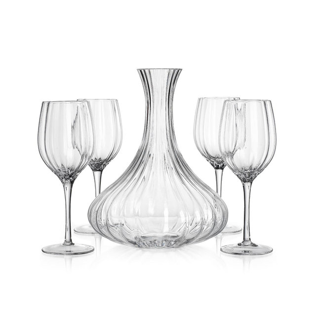 Godinger 5 Piece Wine Carafe Set with 4 Goblets