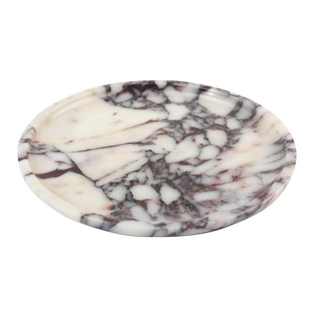 Natural Marble Tray, Coffee Table, Food, Fruit, Paper Cup, Cake Display, Coffee bar, Family Gatherings, Seasonal Holiday Decoration Tray(Viola-Circular-9.8"x9.8"x0.7")