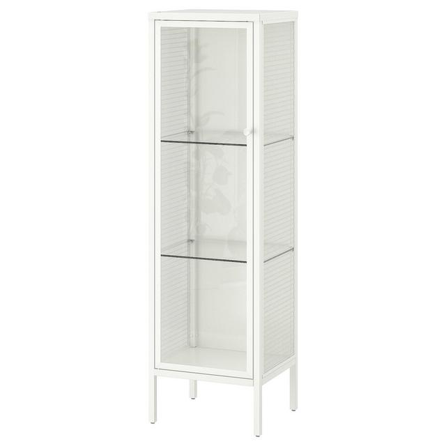 BAGGEBO Cabinet with glass doors, metal/white, 13 3/8x11 3/4x45 5/8 "Show measurements specifications