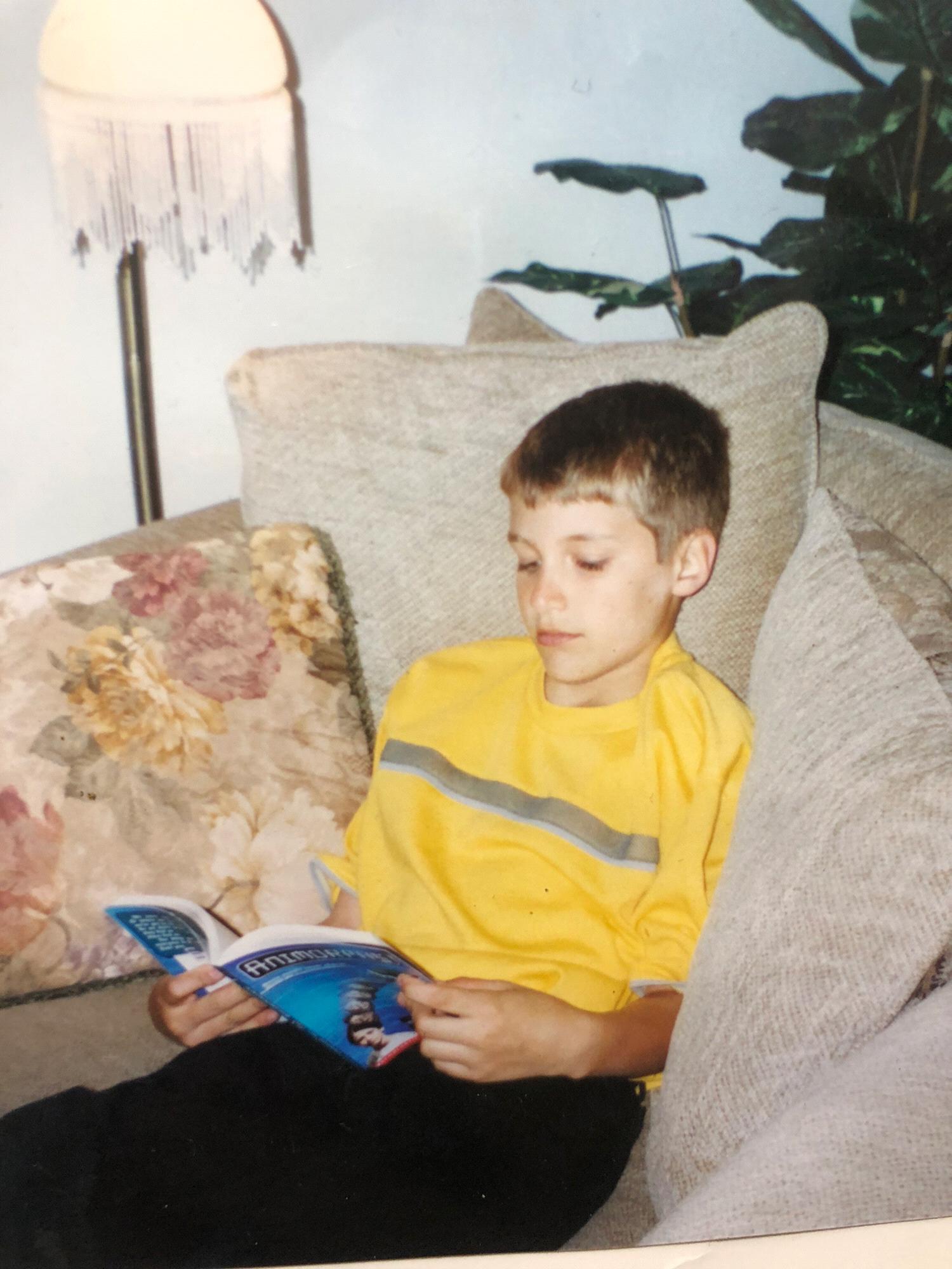 Conner in his reading nook