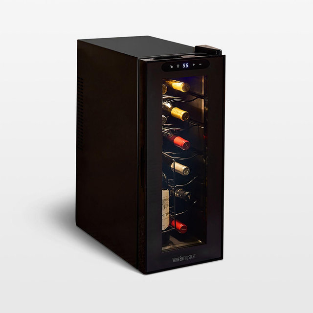 Wine Enthusiast 12-Bottle Wine Fridge with Upright Bottle Holder