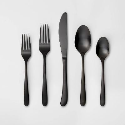 5pc Stainless Steel Kayden Silverware Set Matte Black - Threshold™