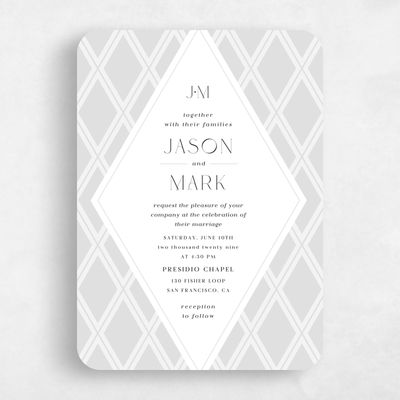Grey Rounded Wedding Invitation - Diamant Classic