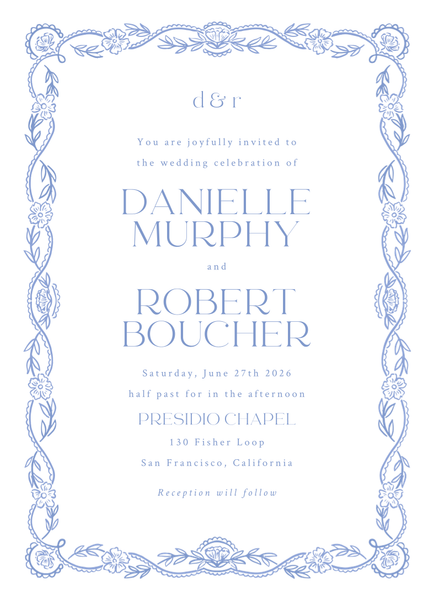 Estella Portrait | Dark Pastel Blue | Zola Wedding Invitations
