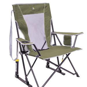 GCI Outdoor Comfort Pro Rocker Camping Chair | Portable Folding Rocking Chair with Durable Armrests & Drink Holder — Loden Green