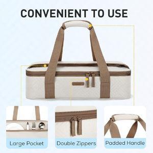 TOURIT Insulated Casserole Carrier for Hot or Cold Food Thermal Food Carrier for Picnic Cookouts Potluck Parties Fits 9" x 13" Baking Dish
