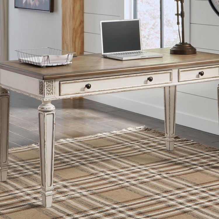 Realyn White Home Office Desk Return Set