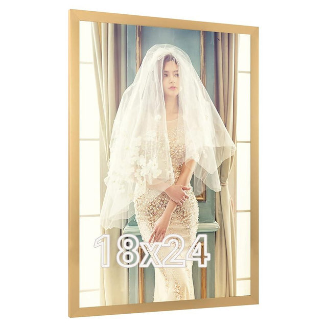 JDZIVTOP 18x24 Gold Frame, Ornate 24x18 Poster Frame, Natural 18 by 24 Canvas Picture Frame, Large Gallery Family Concert Portrait Photo Wall Frame Anniversary/Wedding/Thank you/Christmas Gift