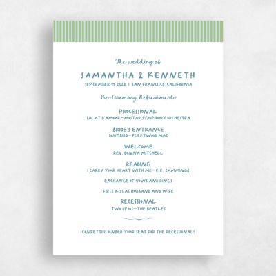 Pistachio, Green Wedding Program - Sole