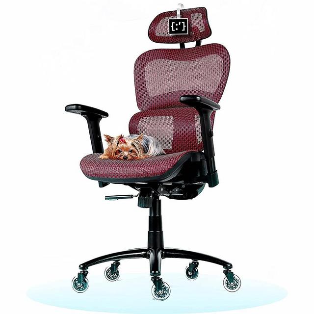 ObjectChair ErgoPro Ergonomic Office Chair with Lumbar Support and Silent Wheels, Breathable Mesh Back - Big and Tall Office Chair, Computer Chair, Home Office Desk Chairs, Swivel Chair (Burgundy)
