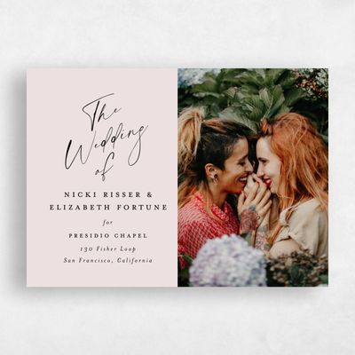 Light Mauve, Pink Wedding Invitation - Anerley Landscape