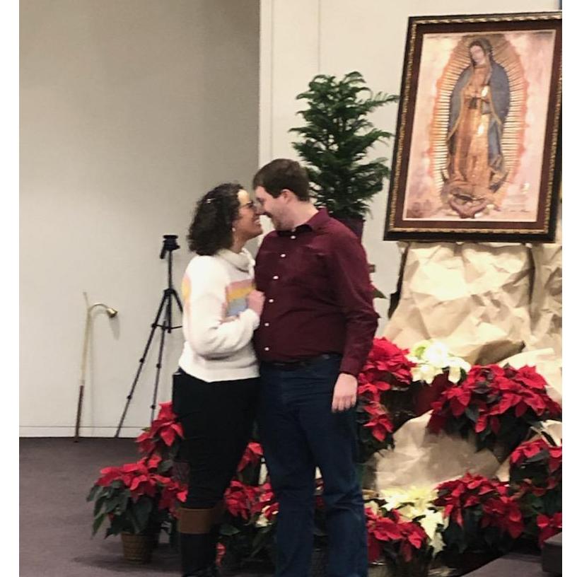 Jacob and Michelle celebrating their new engagement,