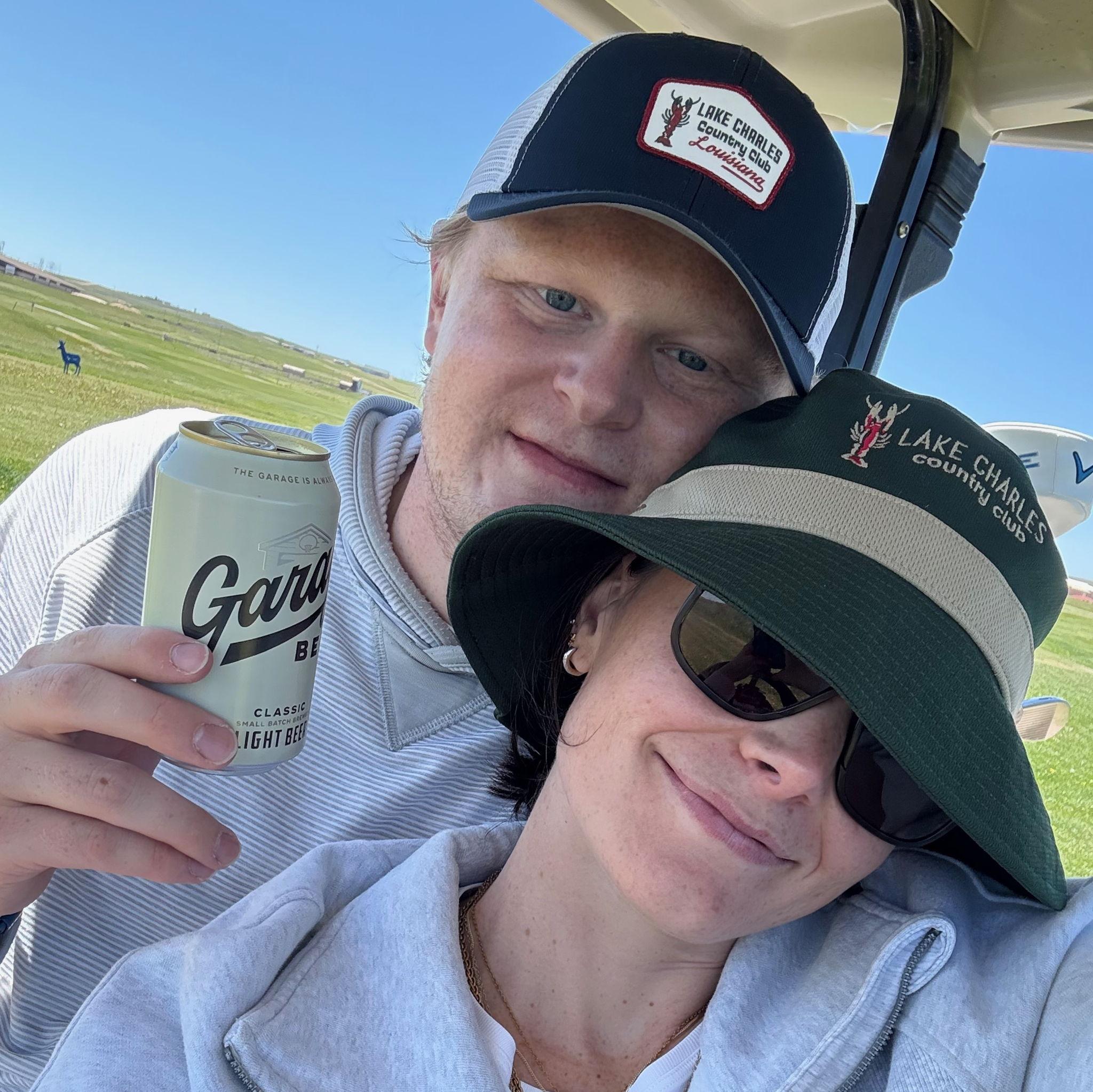 June 2025: Golfing at Hay Creek Golf Course in Dallas' hometown- Wright, WY