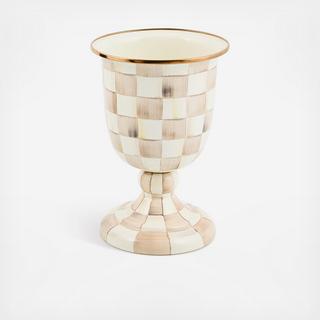 Mocha Check Stainless Steel Pedestal Vase