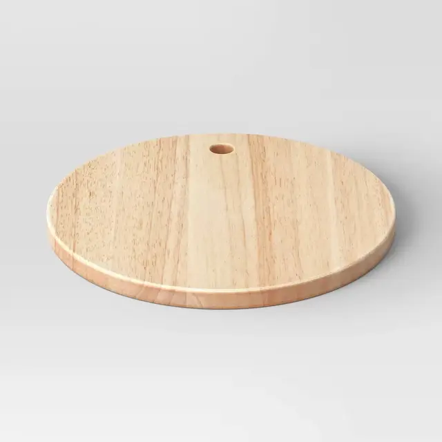 10"x10" Rubberwood Round Serving Platter Brown - Threshold™