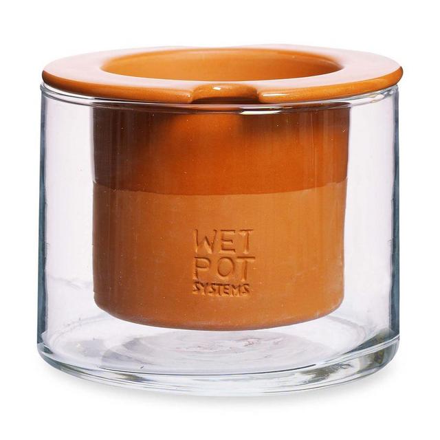 MoMA Collection Self-Watering Pot, Terracotta & Clear, Extra Small