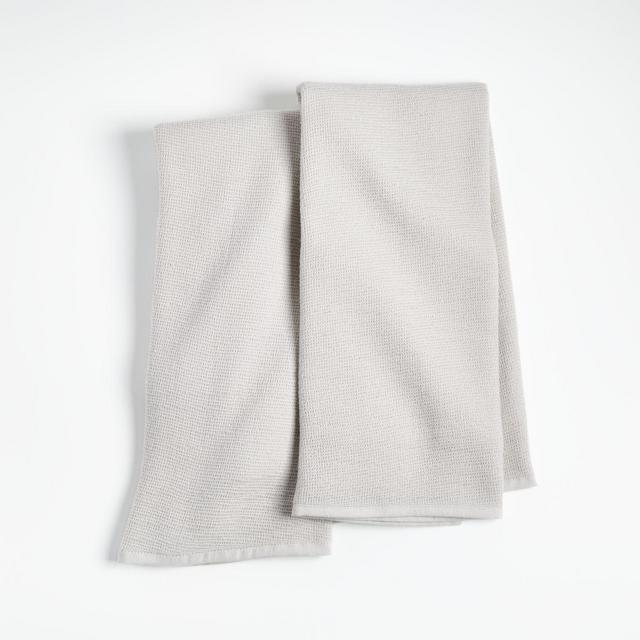 Pique Light Grey Dish Towels, Set of 2