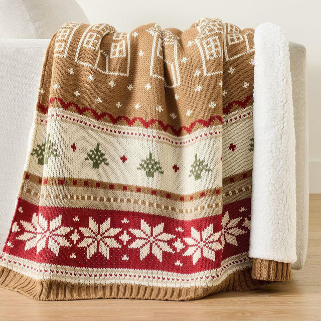 Gingerbread House Jacquard Fair Isle Throw, Multi, 50" x 60"