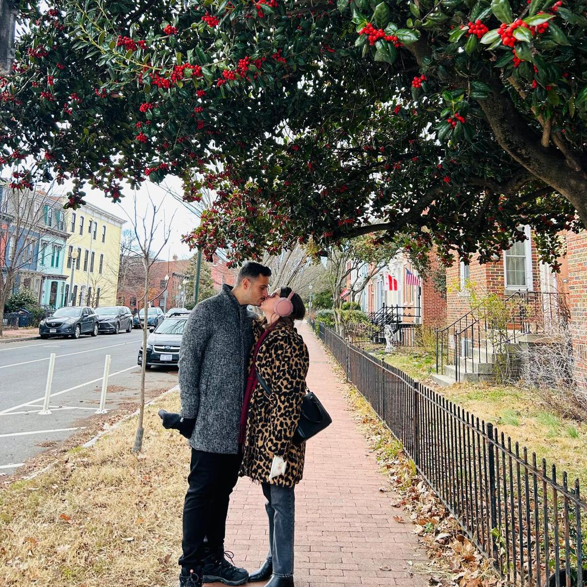 Underneath the "mistletoe"