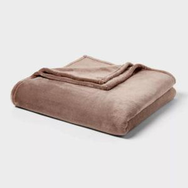 Full/Queen Microplush Blanket Brown - Threshold™