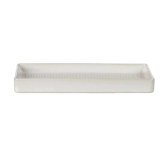 Motifeur Bathroom Sink Vanity Tray, Ceramic Rectangle Organizer for Soap, Perfume, Jewelry, Makeup Accessories (Ivory White)